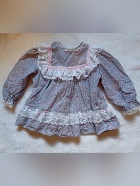 Vintage Bryan Smocked Blue And Pink Baby Girl Dress Size 18 months 100% Cotton